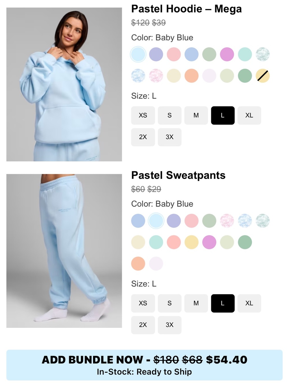 Comfrt Pastel Hoodie Sweat Set